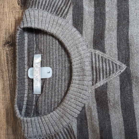 Smartwool Sparwood Crew Striped Sweater Dark Gray / Brown Size L - Picture 2 of 8